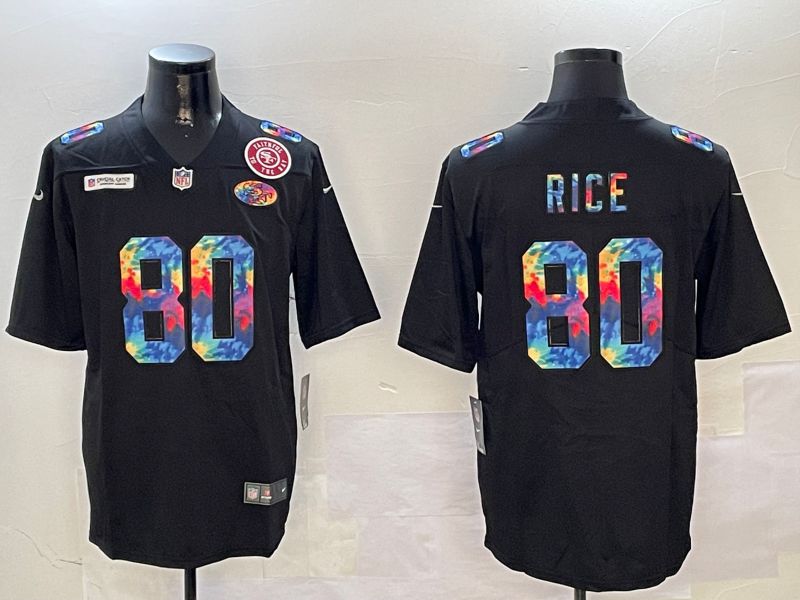 Men San Francisco 49ers #80 Rice Black Rainbow 2024 Nike Limited NFL Jersey style 3->san francisco 49ers->NFL Jersey